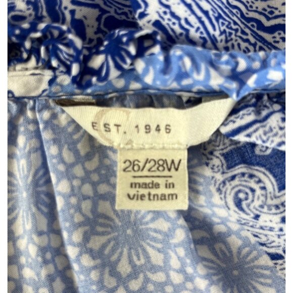 Cato Est 19456 Blouse Shirt Womens Size 26/28W Blue White Patchwork - Picture 8 of 10